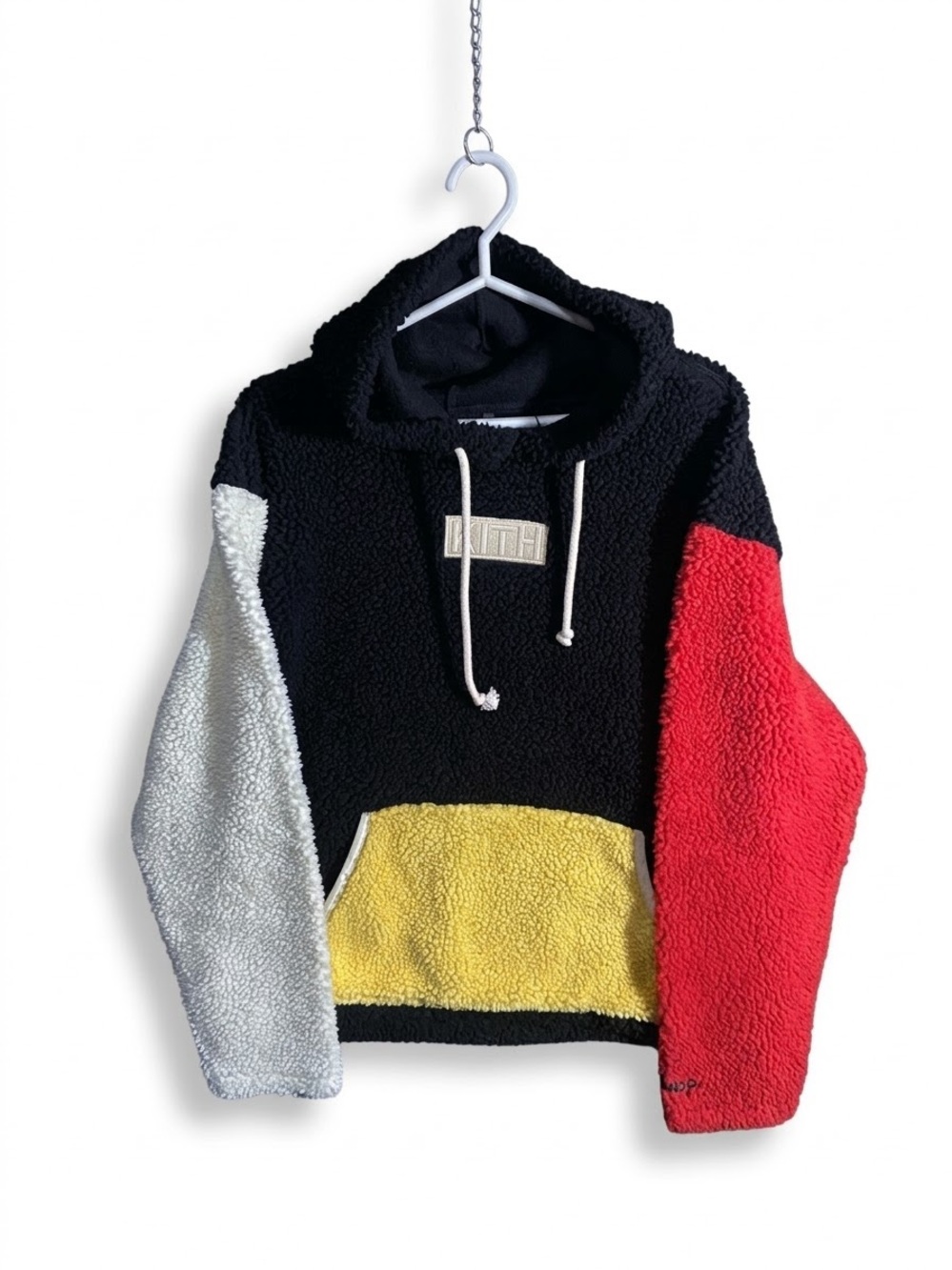 Kith x Disney Mickey Mouse Colorblock Sherpa Hoodie Mens Large KH2375 Fleece